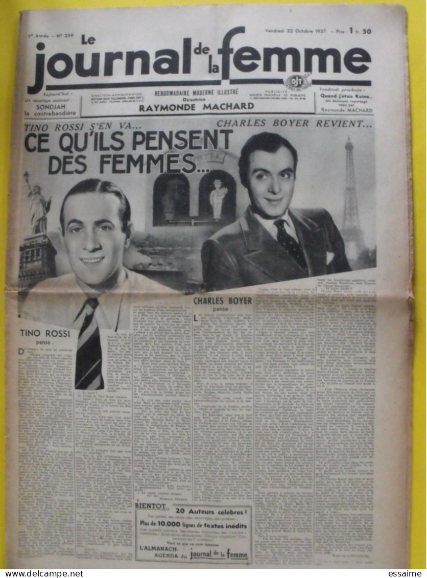 6 N° De Le Journal De La Femme De 1937. Revue Féminine. Le Monde Des Fous Tino Rossi Charles Boyer Jean Batten Boucicaut - 1900 - 1949