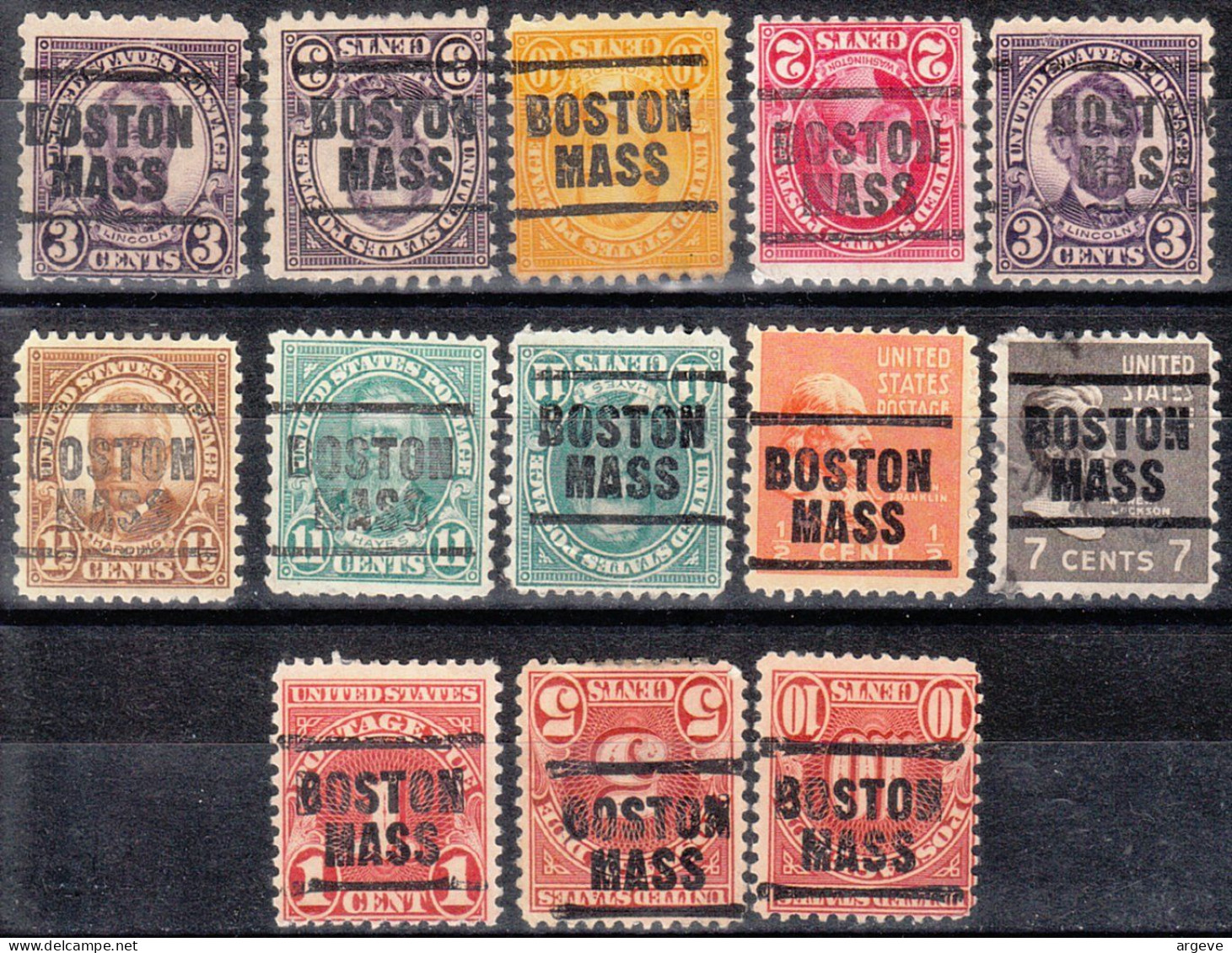 USA Precancel Vorausentwertungen Preo Locals Massachusetts, Boston 203, 11 Diff. Perf. 11x10 1/2 - Preobliterati