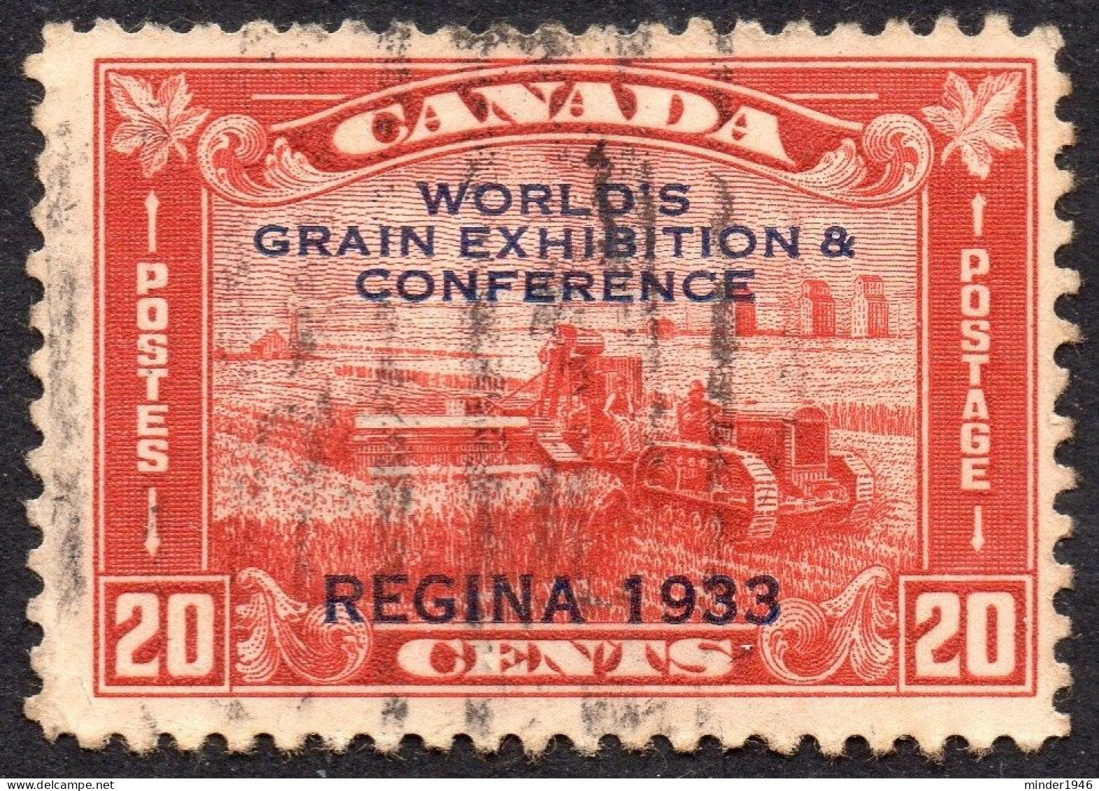 CANADA 1933 KGV 20c Red, World Grain Exhibition & Conference Regina SG330 Used - Usati