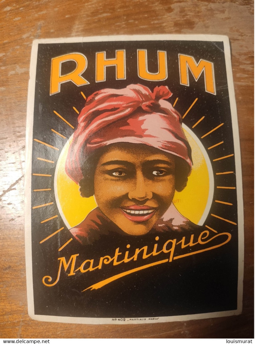 Etiquette Ancienne Rhum - Rhum Vieux - Martinique - Imprimeur Mantiaux - - Rhum