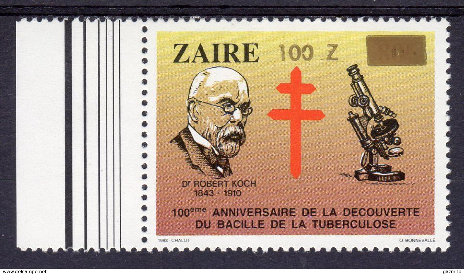 Zaire 1990, Dr. Robert Koch, Overp. GOLD, 1val - Geneeskunde