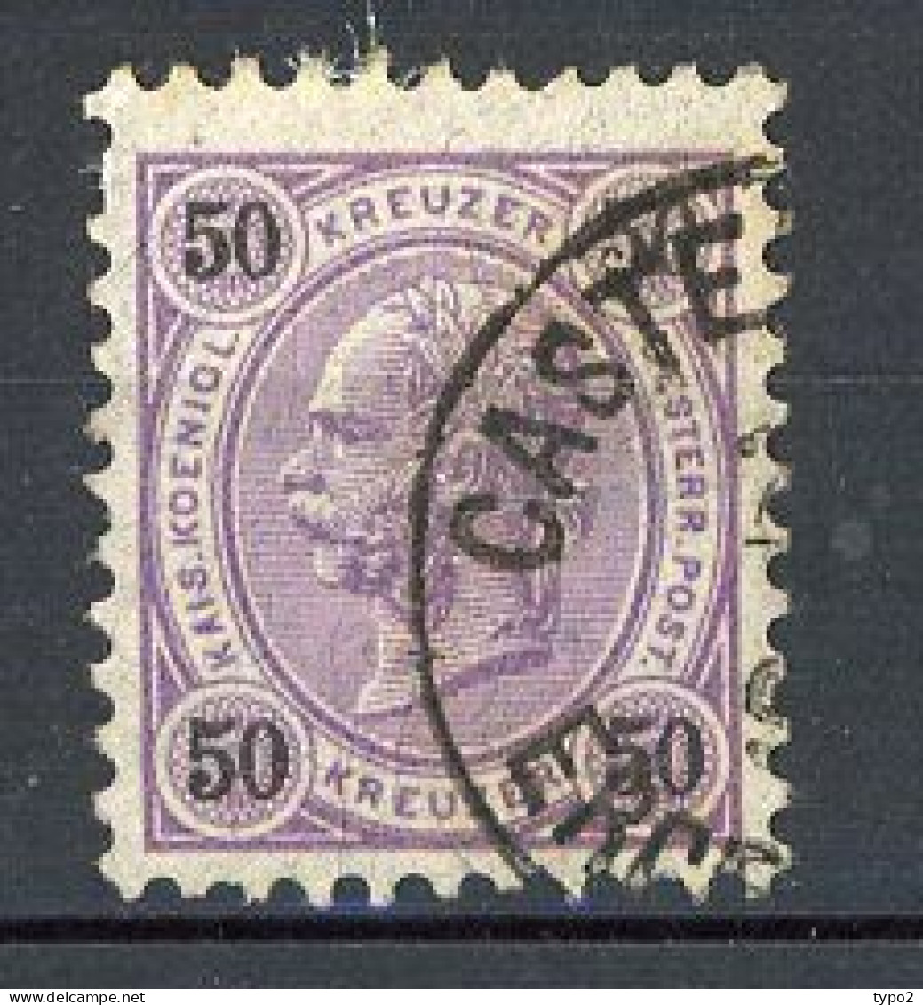 AUTRICHE - 1890 Yv. N° 56 Dentelé 10 1/2 (o) 50k Lilas Cote 10,5 Euro  BE  2 Scans - Gebruikt