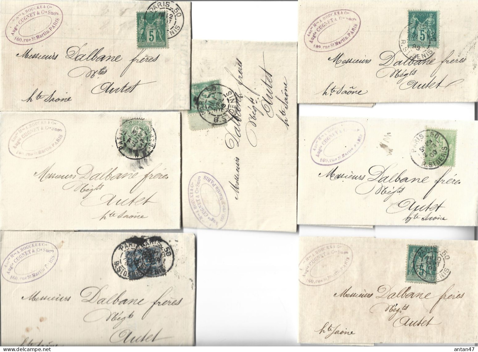 Lot De 21 LAC 1896-1900 / 75003 PARIS / 59 LILLE / GUGNET HOUCKE Confections Hommes / Timbres Type Sage - 1800 – 1899