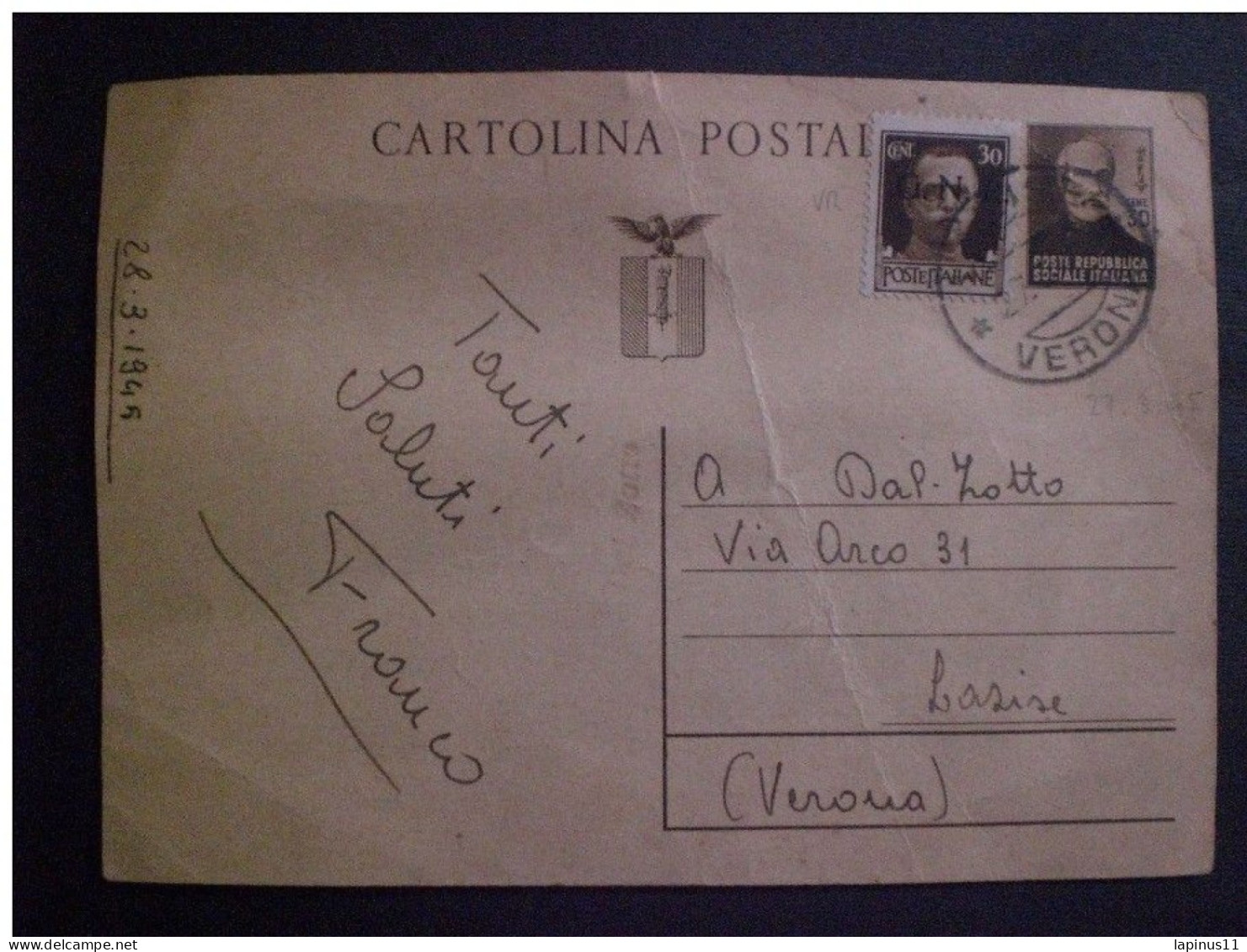 ITALY KINGDOM 1944 GIUSEPPE MAZZINI AND 30 CENT. BROWN GNR - Stamped Stationery