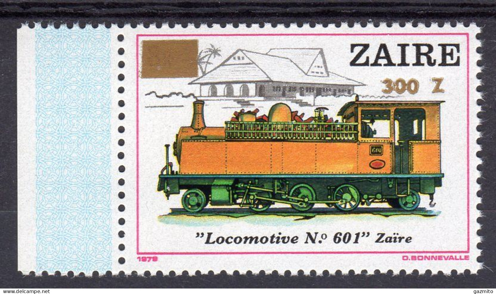 Zaire 1990, Locomitive, Overp. GOLD, 1val - Neufs