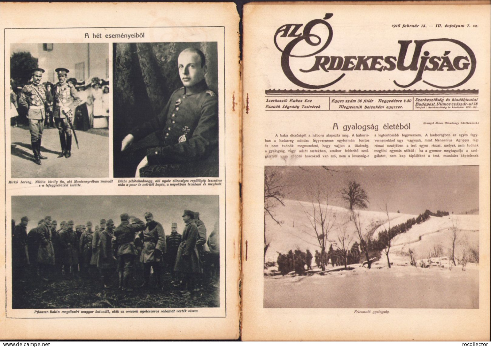 Az Érdekes Ujság 7/1916 Z451N - Géographie & Histoire
