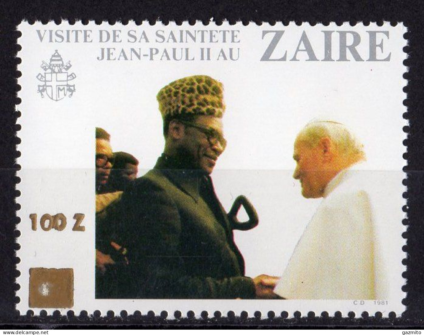 Zaire 1990, Pope J. Paul II, Mobutu, Overpr. 1val - Neufs