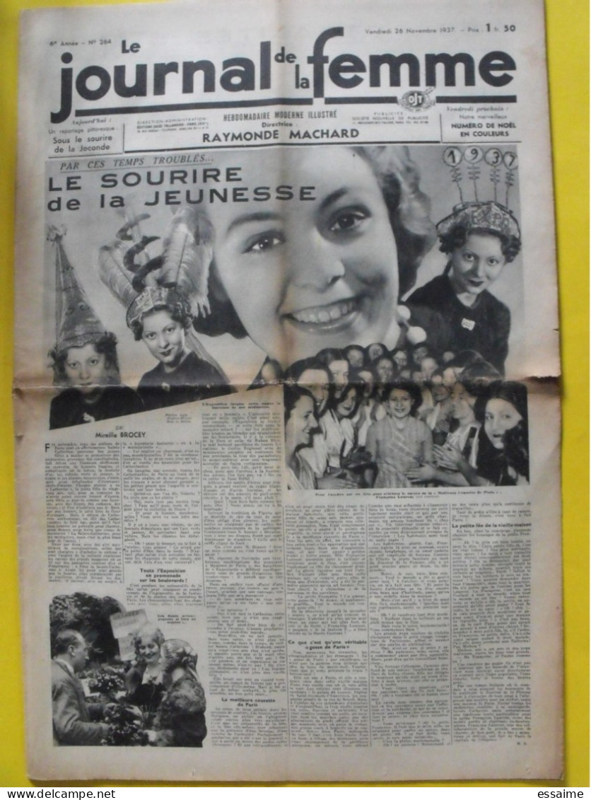 5 N° De Le Journal De La Femme De 1937. Revue Féminine. Noël Weidmann Japon Sorciers Paris Myrna Loy Ginger Rogers Chine - 1900 - 1949