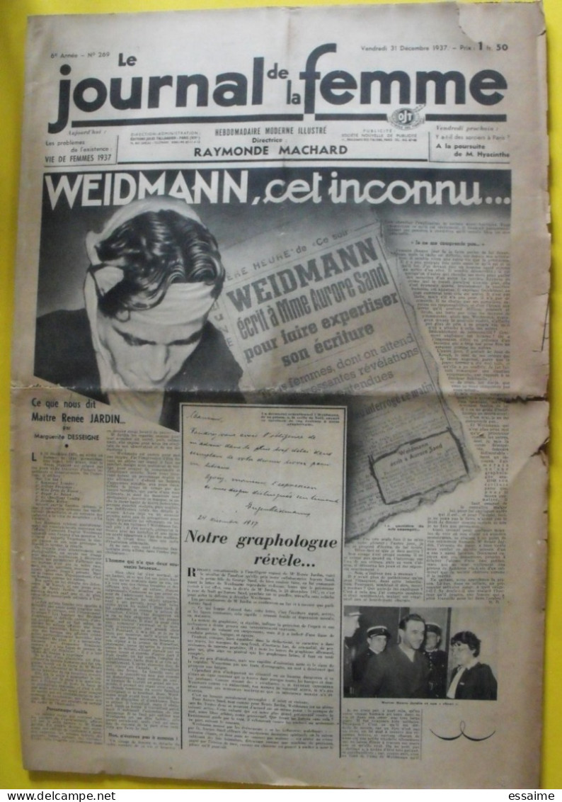 5 n° de Le journal de la femme de 1937. revue féminine. noël weidmann japon sorciers Paris myrna loy ginger rogers chine