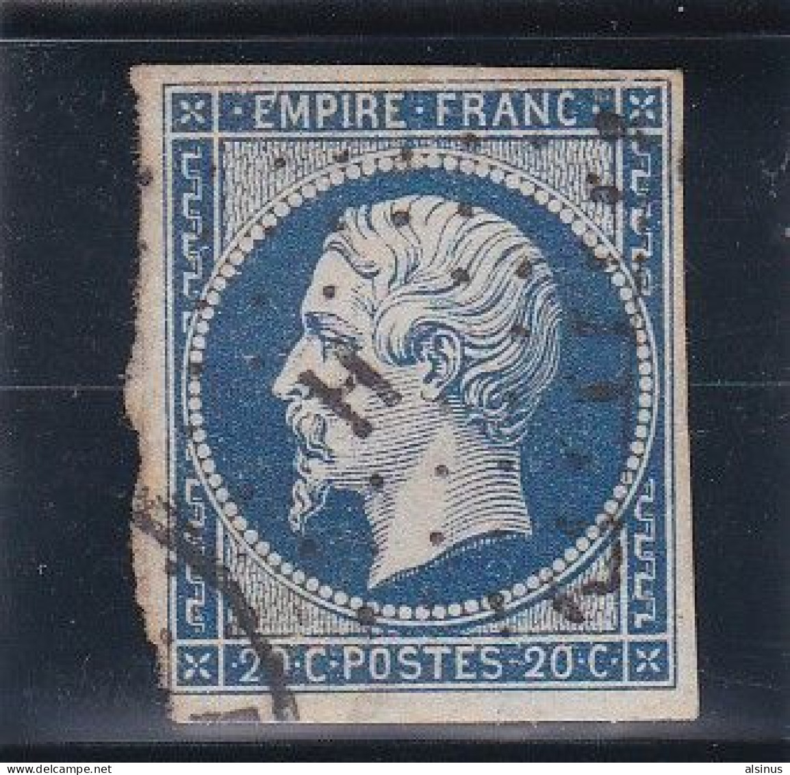 FRANCE - 1854 - NAPOLEON III NON DENTELE - N° 14A - 20 C BLEU - GRIFFE H - 1862 Napoleon III