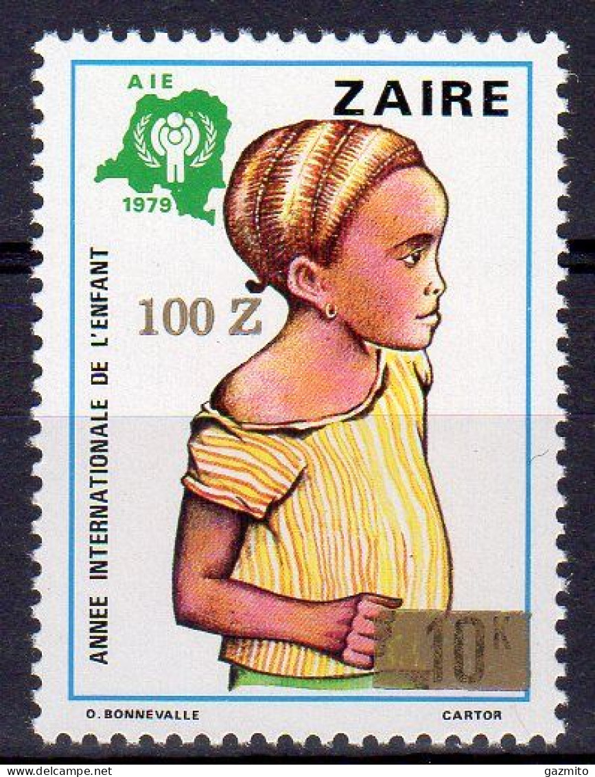 Zaire 1990, Year Of The Child, Overprint, 1val - Nuevos