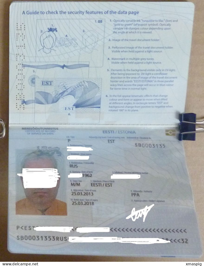 EU Biometric Alien Seaman Passport Seemannspass Passeport Marine Id Obsolete - Historische Documenten