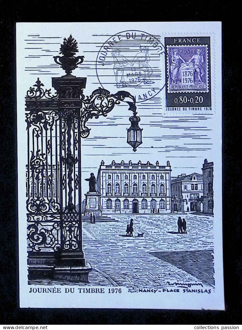 CL, Carte Maximum, 54 Nancy, 13 Mars 1976, Journée Du Timbre, Nancy, Place Stanislas, Club Philatélique Lorrain - 1970-1979