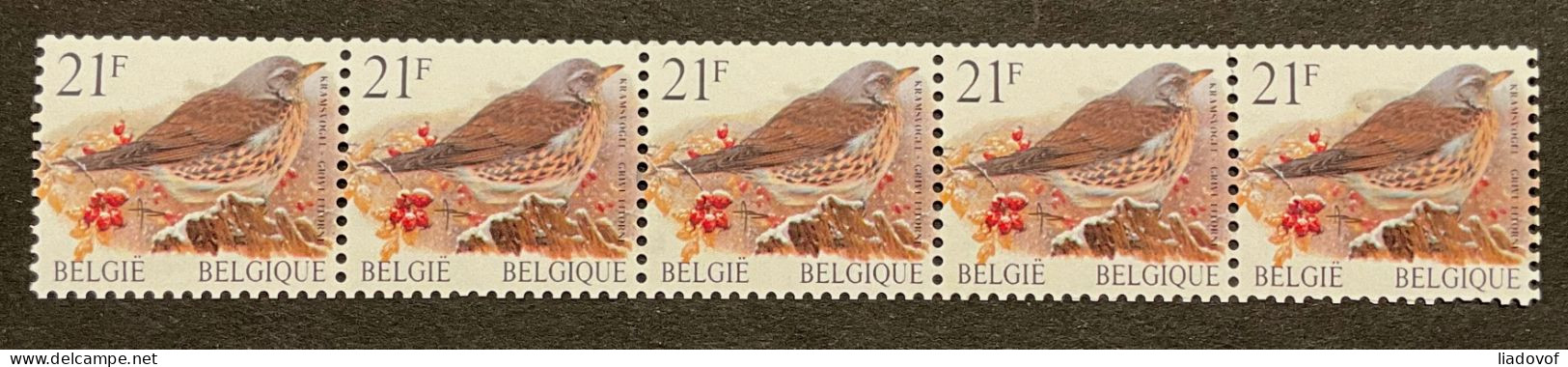 R89 Kramsvogel / Grive Litorne - Strook Van 5 / Bande à 5 - Nr 10.000 - Rouleaux