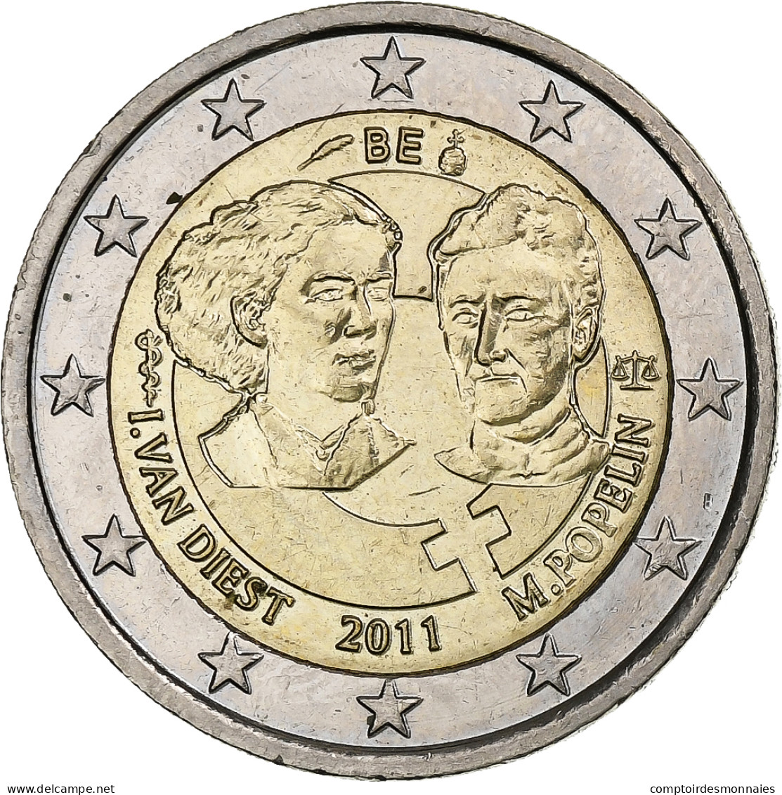 Belgique, Albert II, 2 Euro, Women's Day, 2011, Bruxelles, SPL, Bimétallique - Belgique