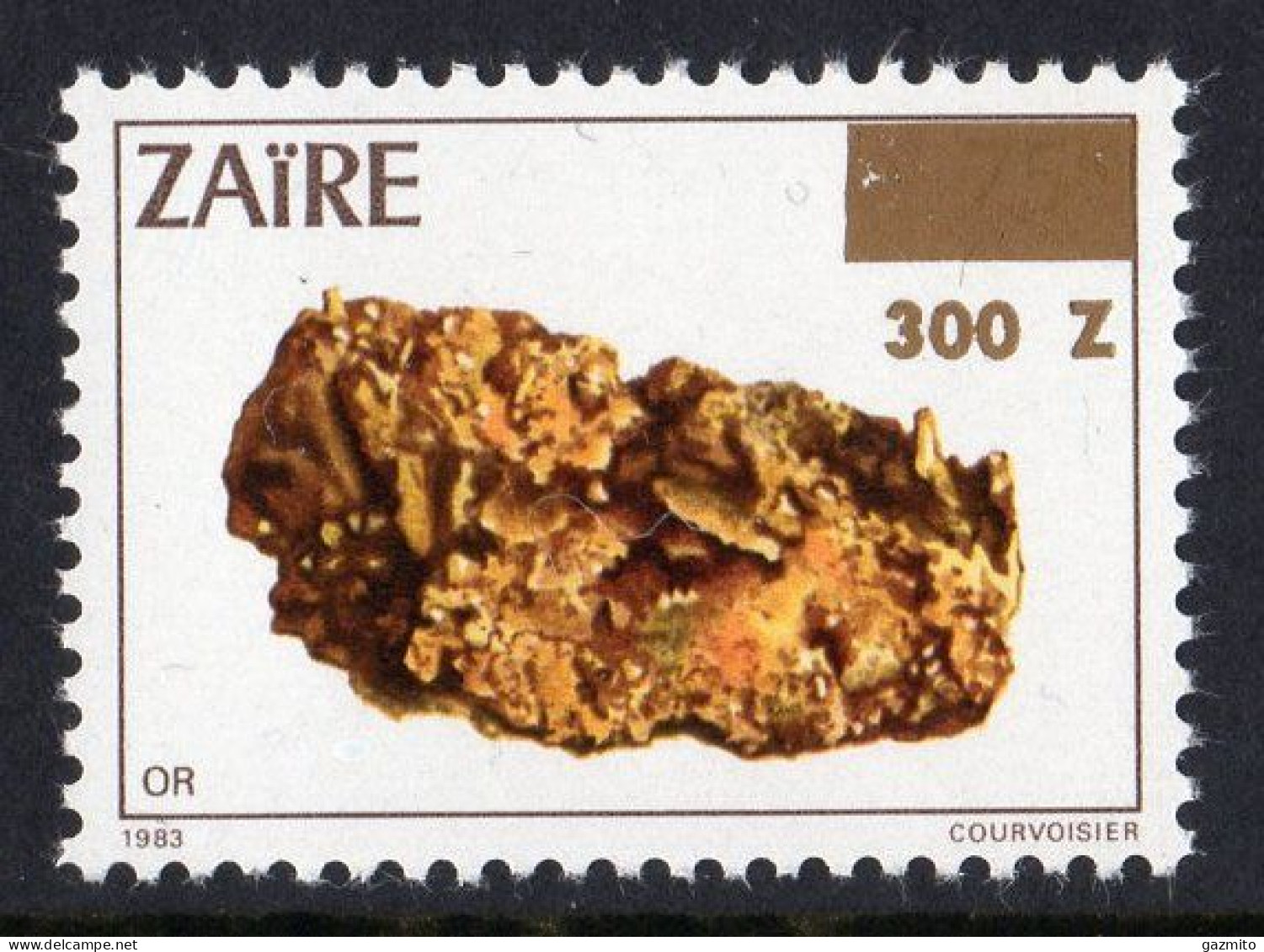 Zaire 1990, Minerals, Overprinted New Price, 1val - Mineralien