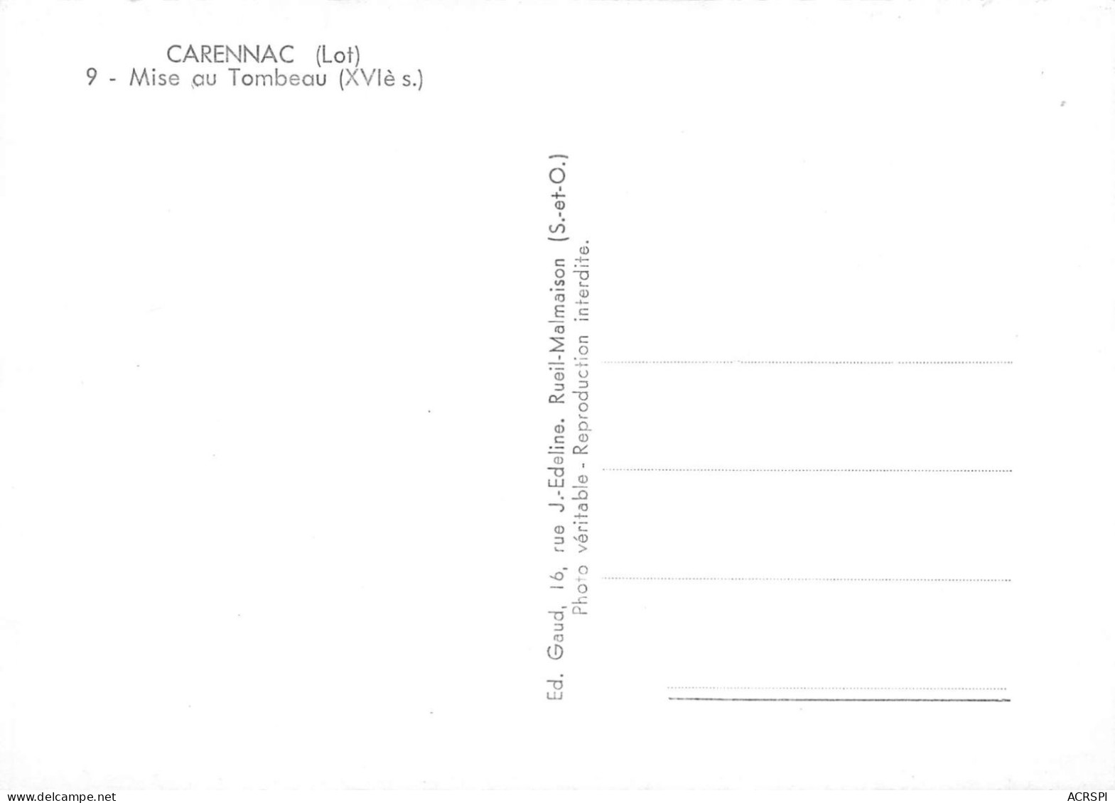 46  CARENNAC  La Mise Au Tombeau  (Scan R/V) N°   55   \QQ1110Vic - Cahors