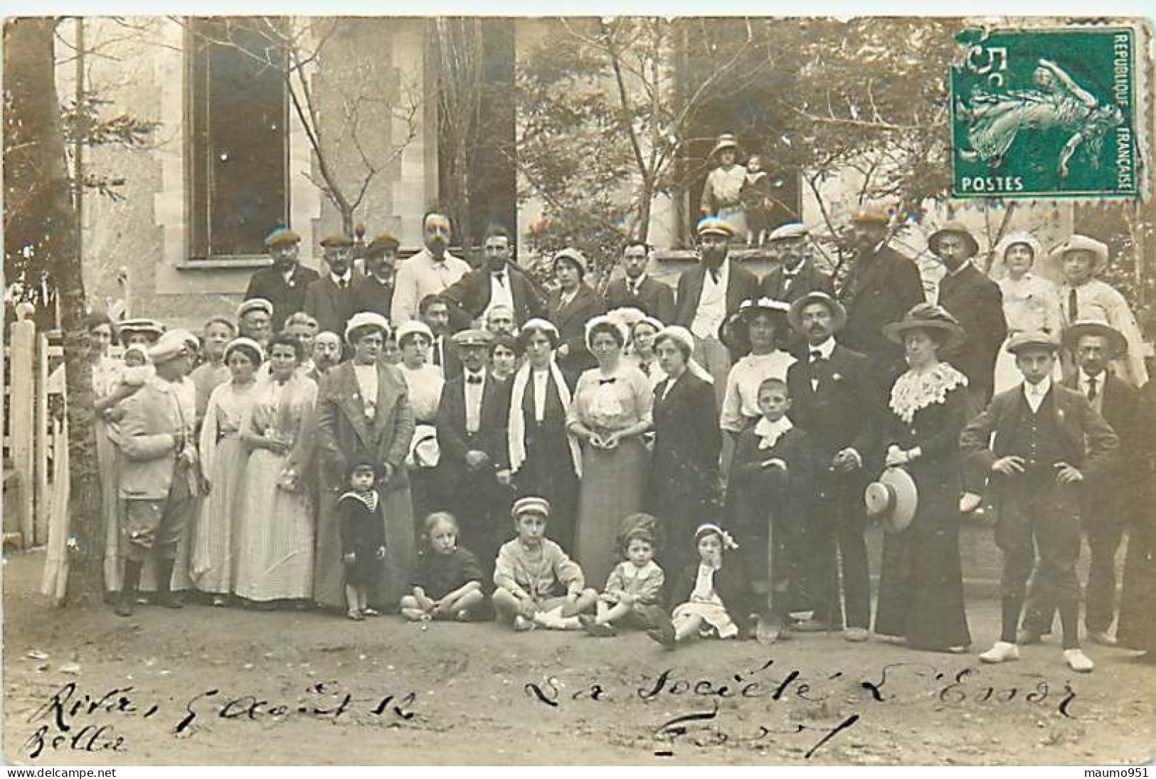 14 RIVA BELLA - CARTE PHOTO - LA SOCIETE L'ESSOR LE 6 AOUT 1906 - Riva Bella
