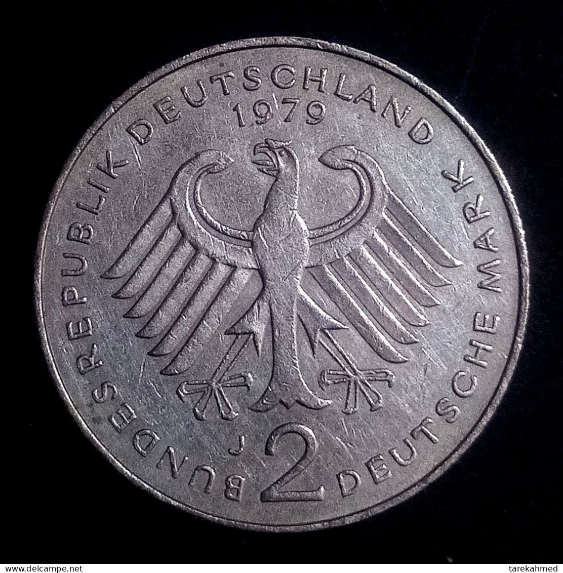 GERMANY, 2 MARK, 1979 J, Karlsruhe, THEODOR HEUSS, KM#124 ، Agouz - 2 Marcos