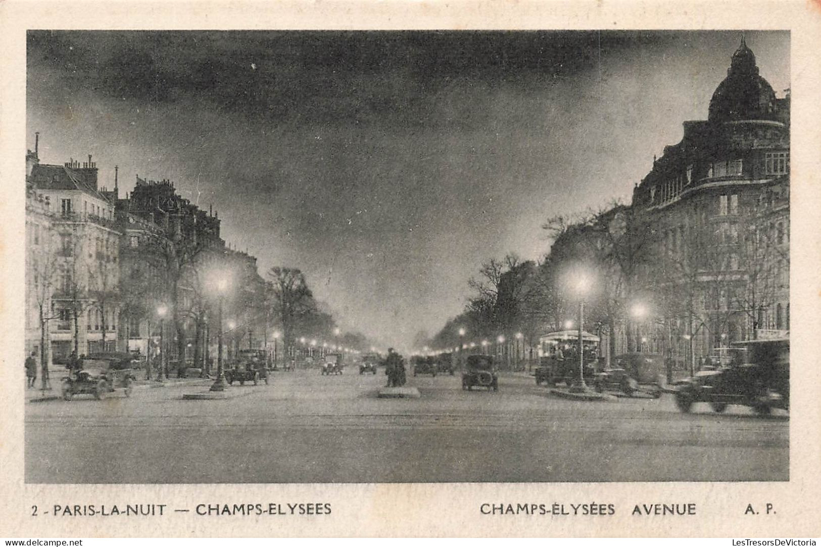 FRANCE - Paris La Nuit - Champs Elysées - Champs Elysées Avenue - Voiture - Animé - Carte Postale Ancienne - París La Noche