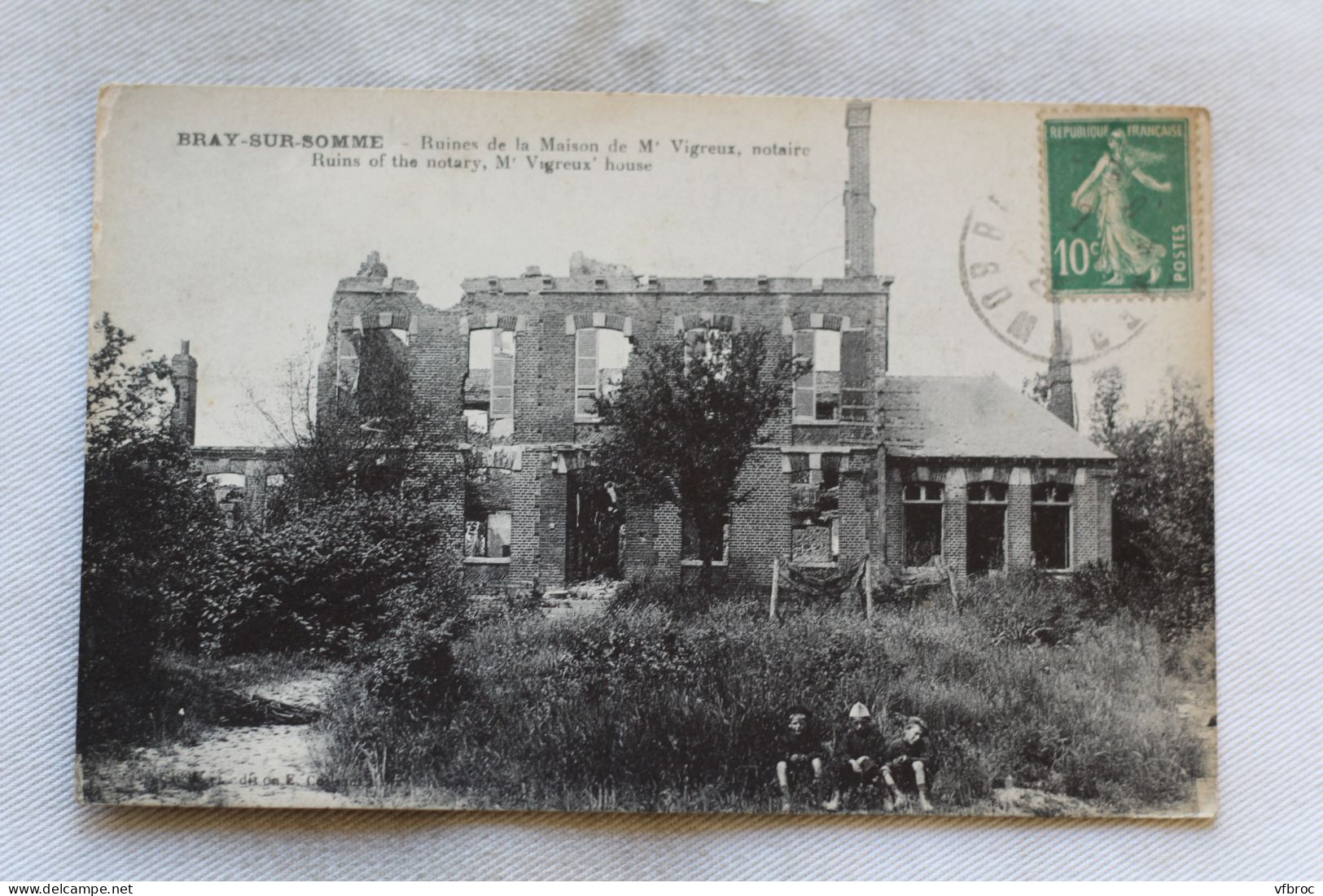 Cpa 1922, Bray Sur Somme, Ruines De La Maison De M Vigreux, Somme 80 - Bray Sur Somme