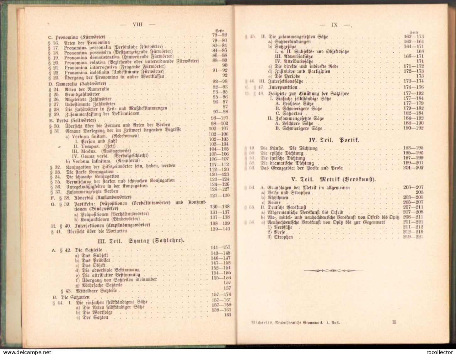 Neuhochdeutsche Grammatik für höhere Schulen von Carl Michaelis 1908 C3938N