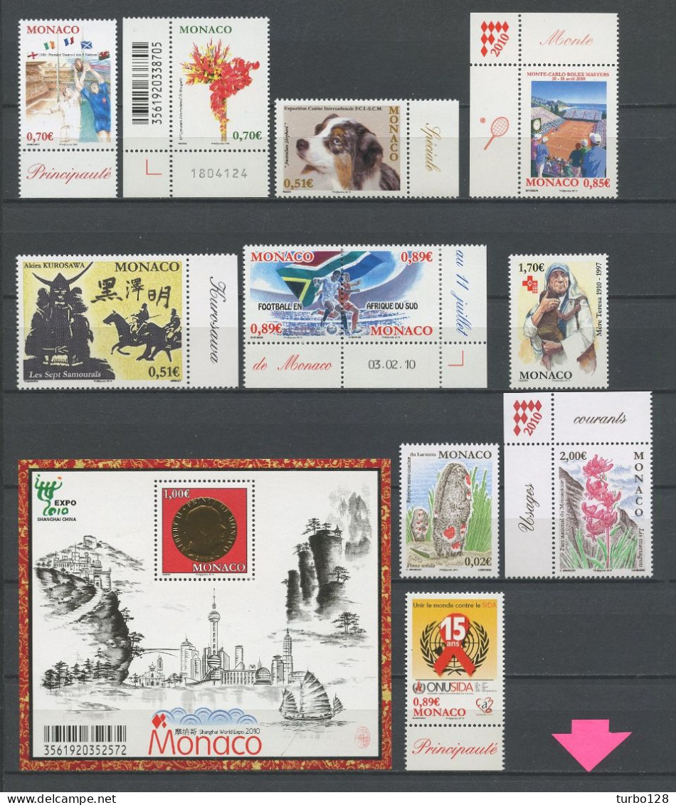 MONACO Année 2010 ** Complète N° 2719/2756  Neufs MNH Luxe C 120 € Jahrgang Ano Completo Full Year - Années Complètes