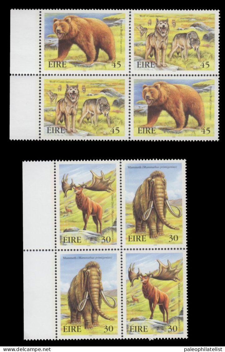 Ireland 1999 Extinct Animals, Prehistoric Animals - Bears - Great Deer (Megaloceros Giganteus) - Mammoth - Wolf - Préhistoriques