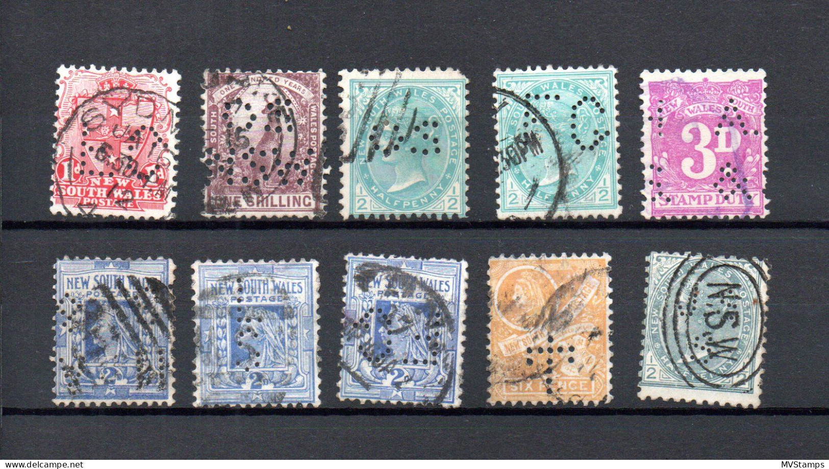 NSW Old Collection Stamps (10x) With Perforations Nice Used - Used Stamps
