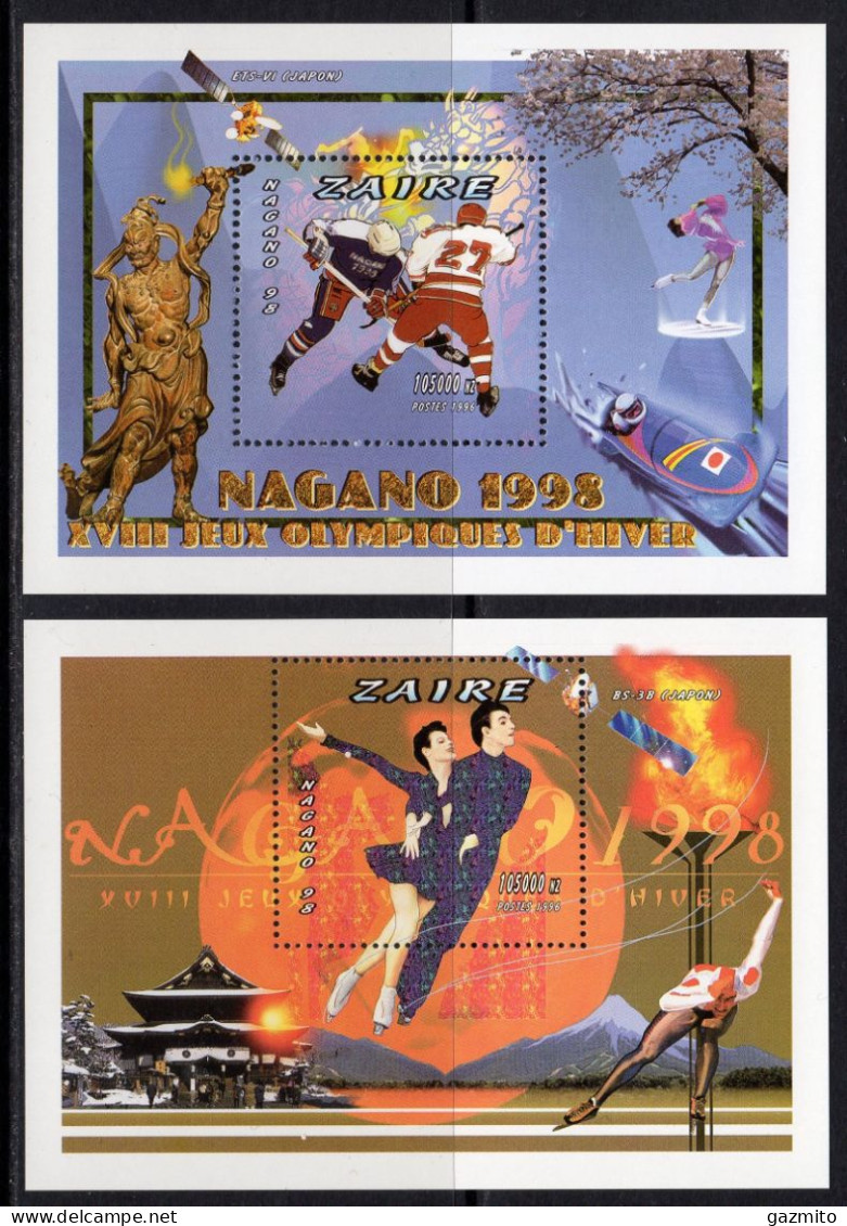 Zaire 1996, Olympic Games In Nagano, Ice Hockey, Skating, 2BF - Eishockey