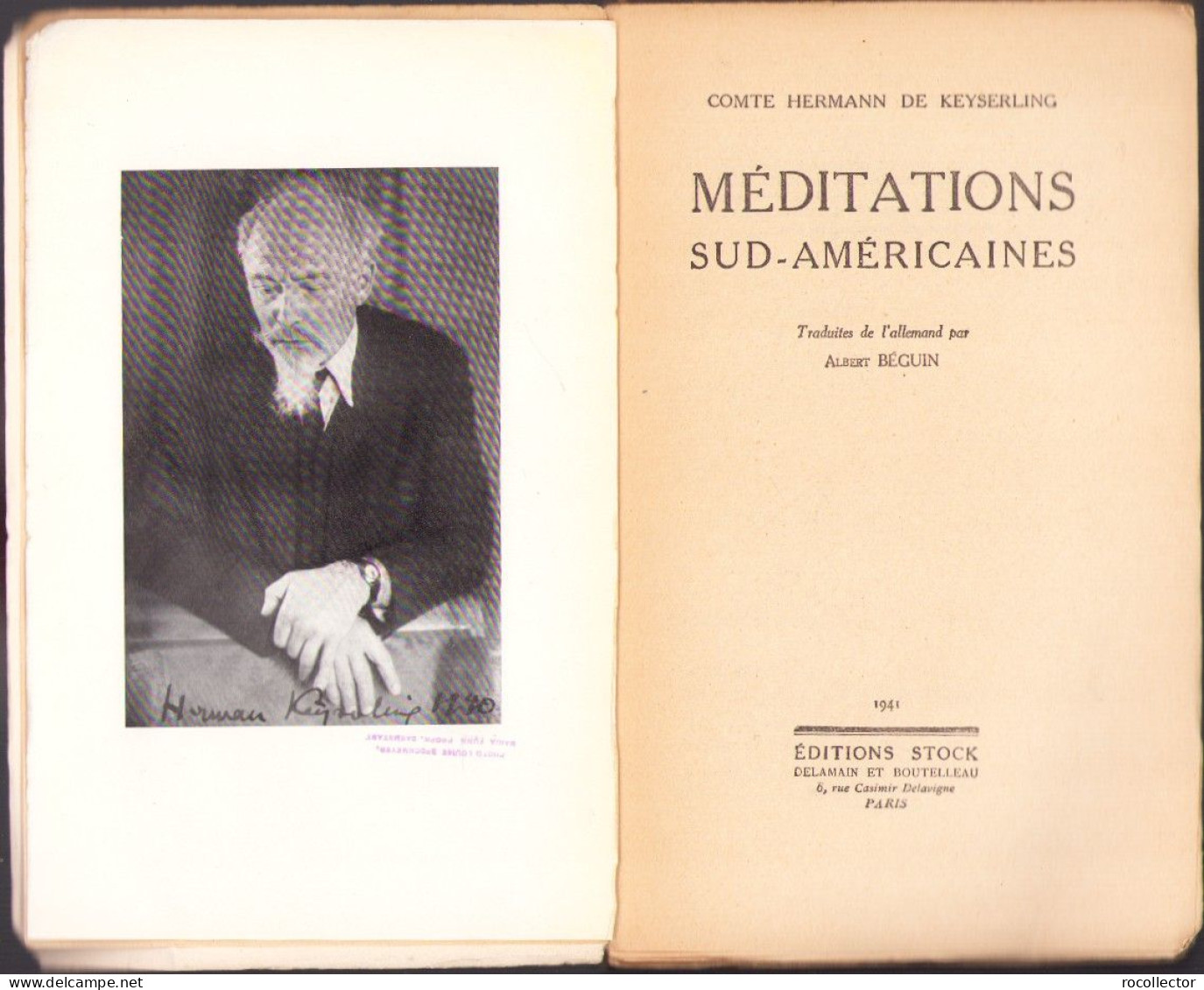 Meditations Sud-americaines Par Hermann De Keyserling 1941 C3937N - Alte Bücher