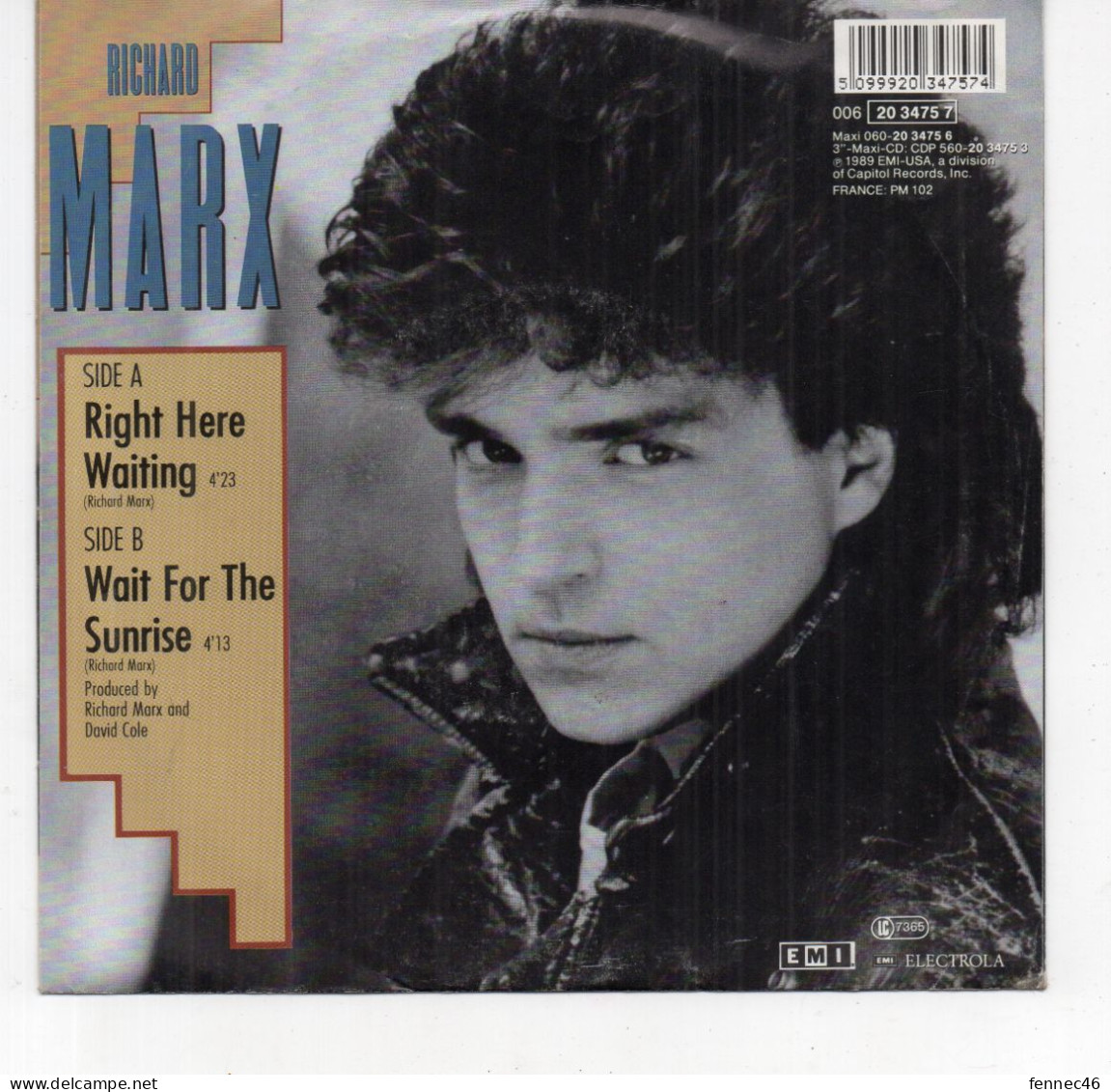 Vinyle 45T - Richard Marx : Right Here Waiting - Wait For The Sunrise - Sonstige - Englische Musik
