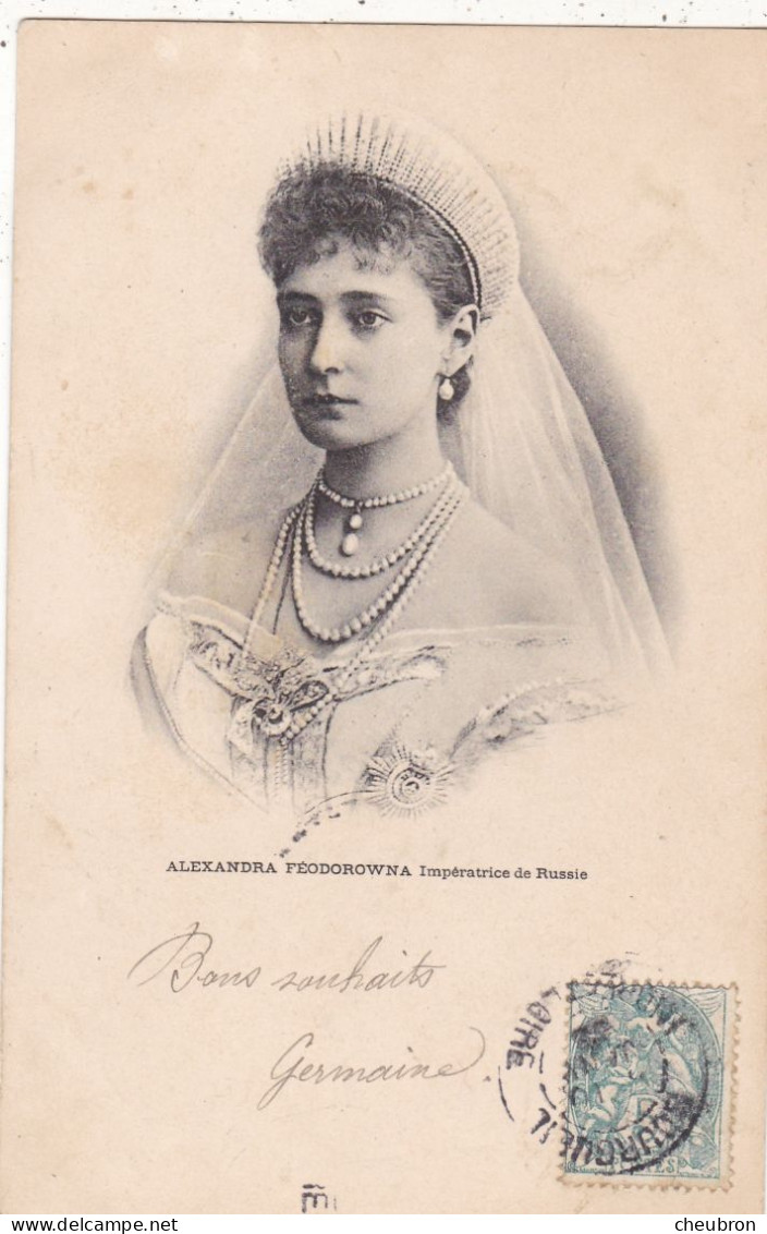 FAMILLES ROYALES. RUSSIE .ALEXANDRA FEODOROWNA IMPERATRICE DE RUSSIE. ANNEE 1905 + TEXTE - Familles Royales