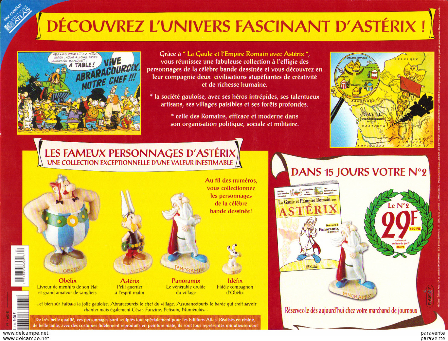 ASTERIX : Carton PERSONNAGES ASTERIX Par ALTLAS 2001 (sans Figurine) - Asterix