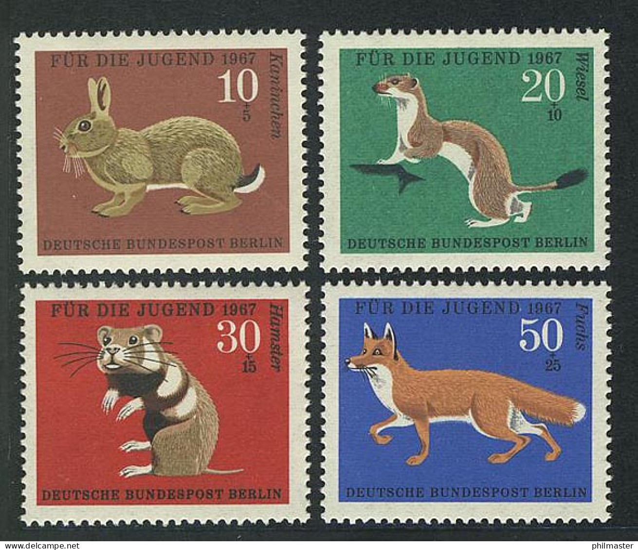 299-302 Jugend Pelztiere 1967, Satz ** Postfrisch - Unused Stamps