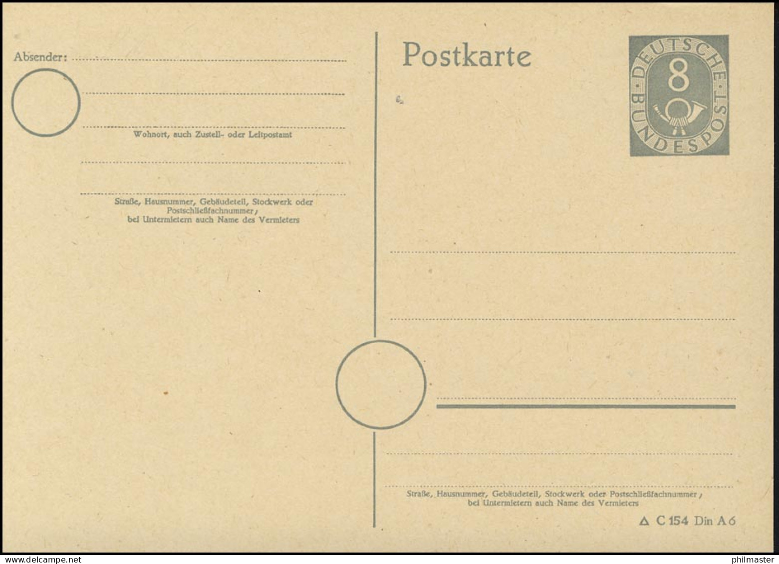 P 11I Posthorn 8 Pf Mit Druckvermerk ** Wie Verausgabt - Postcards - Mint