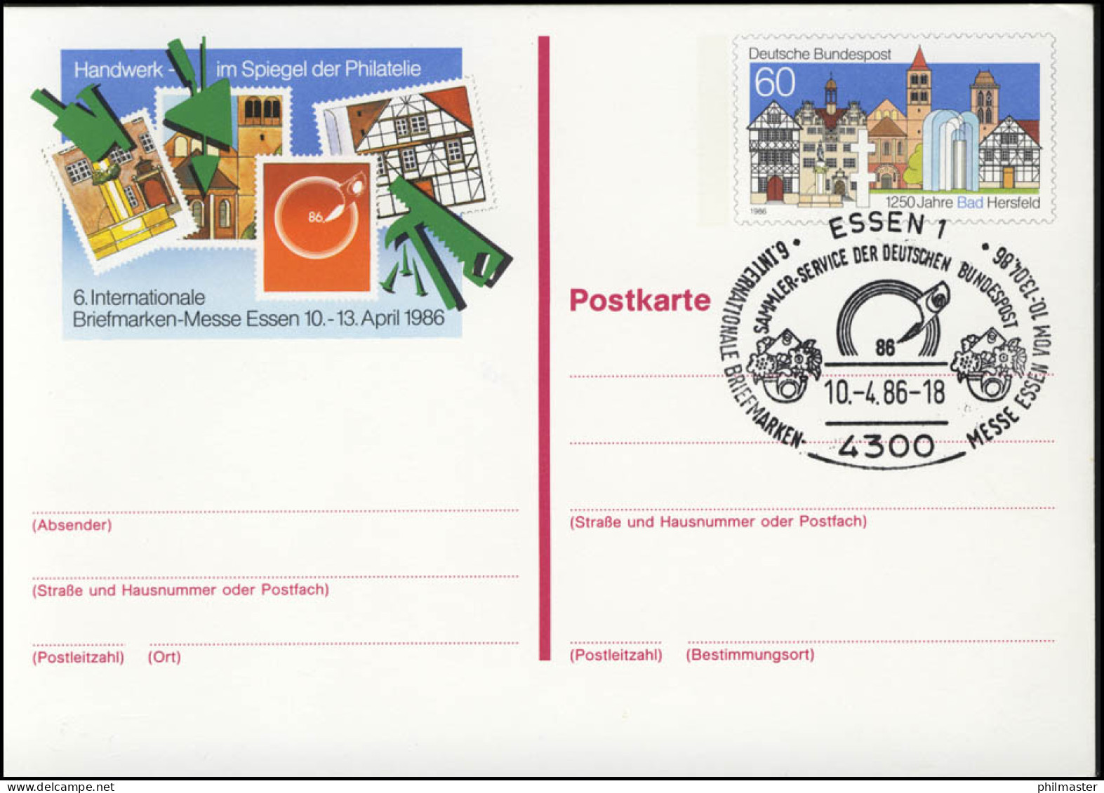 PSo 12 ESSEN 1986, ESSt Essen Sammler-Service & Messe-Logo 10.4.86 - Postkaarten - Ongebruikt