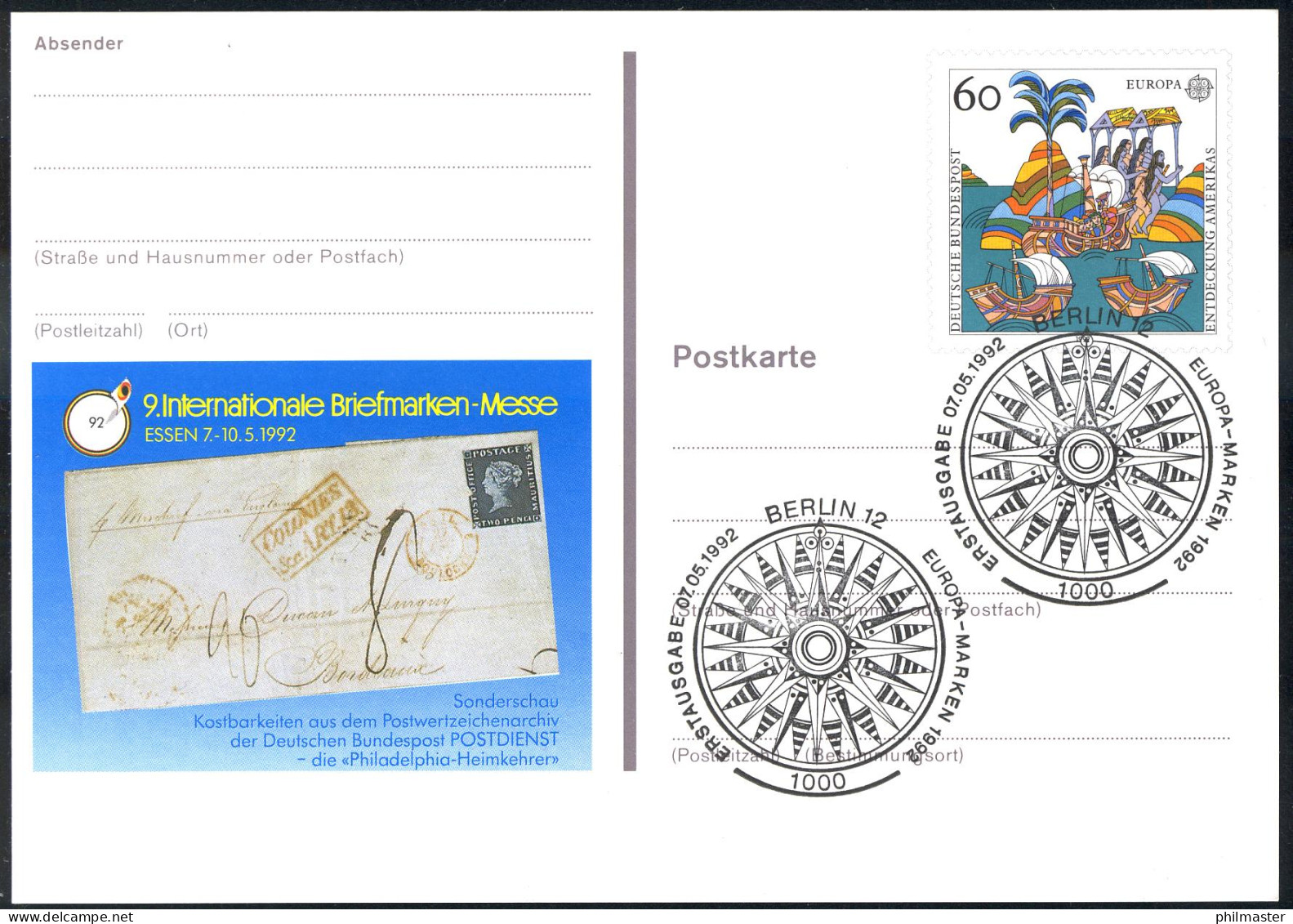 PSo 27 ESSEN 1992, ESSt Berlin 07.05.1992 - Cartes Postales - Neuves