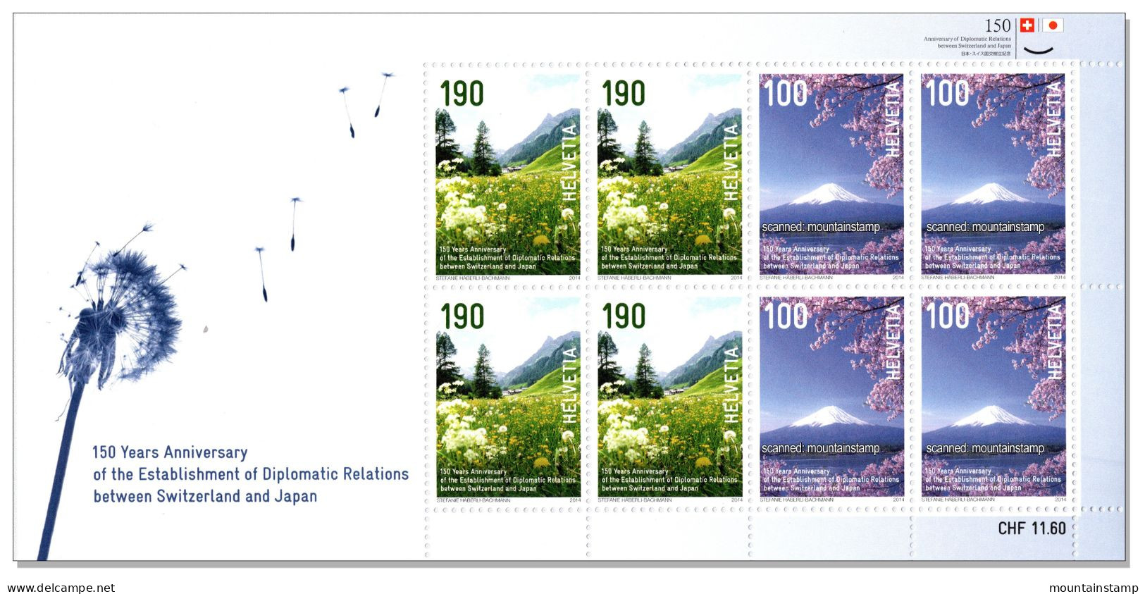 Switzerland 2014 Joint Issue Switzerland Japan Mountains Mountain Volcano Fuji MNH ** Se-tenant Pair - Ongebruikt