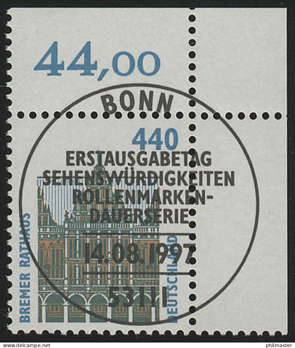 1937 SWK 440 Pf Ecke Or VS-O ESST Bonn - Gebraucht