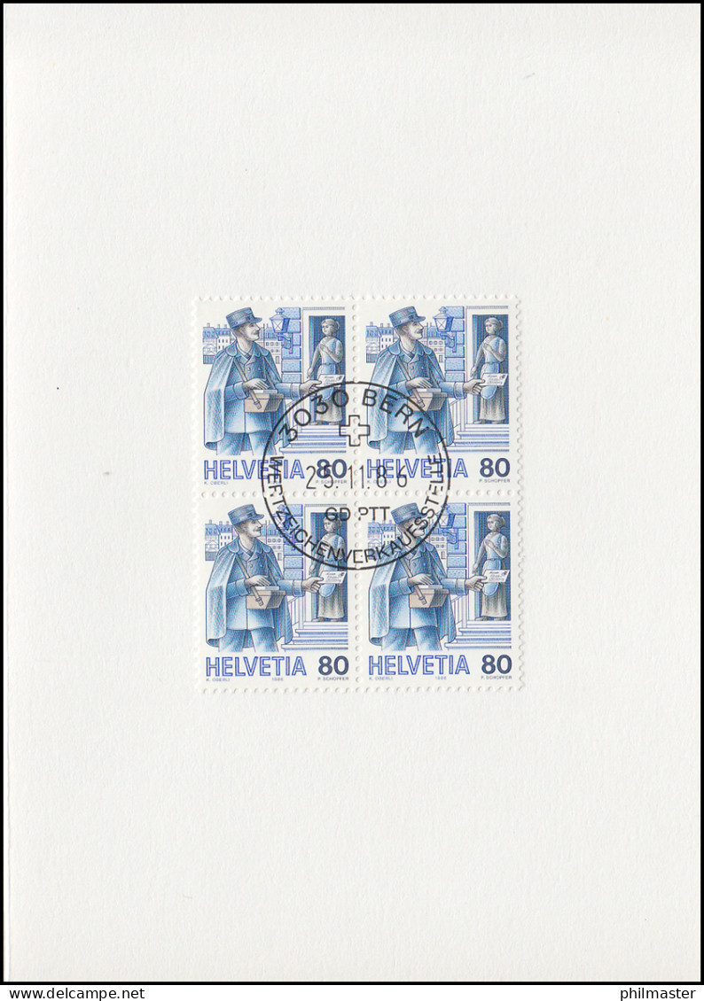 Schweiz 1325 Stadtbriefträger 1986, PTT-Grußkarte Zum Jahreswechsel - Maximumkaarten