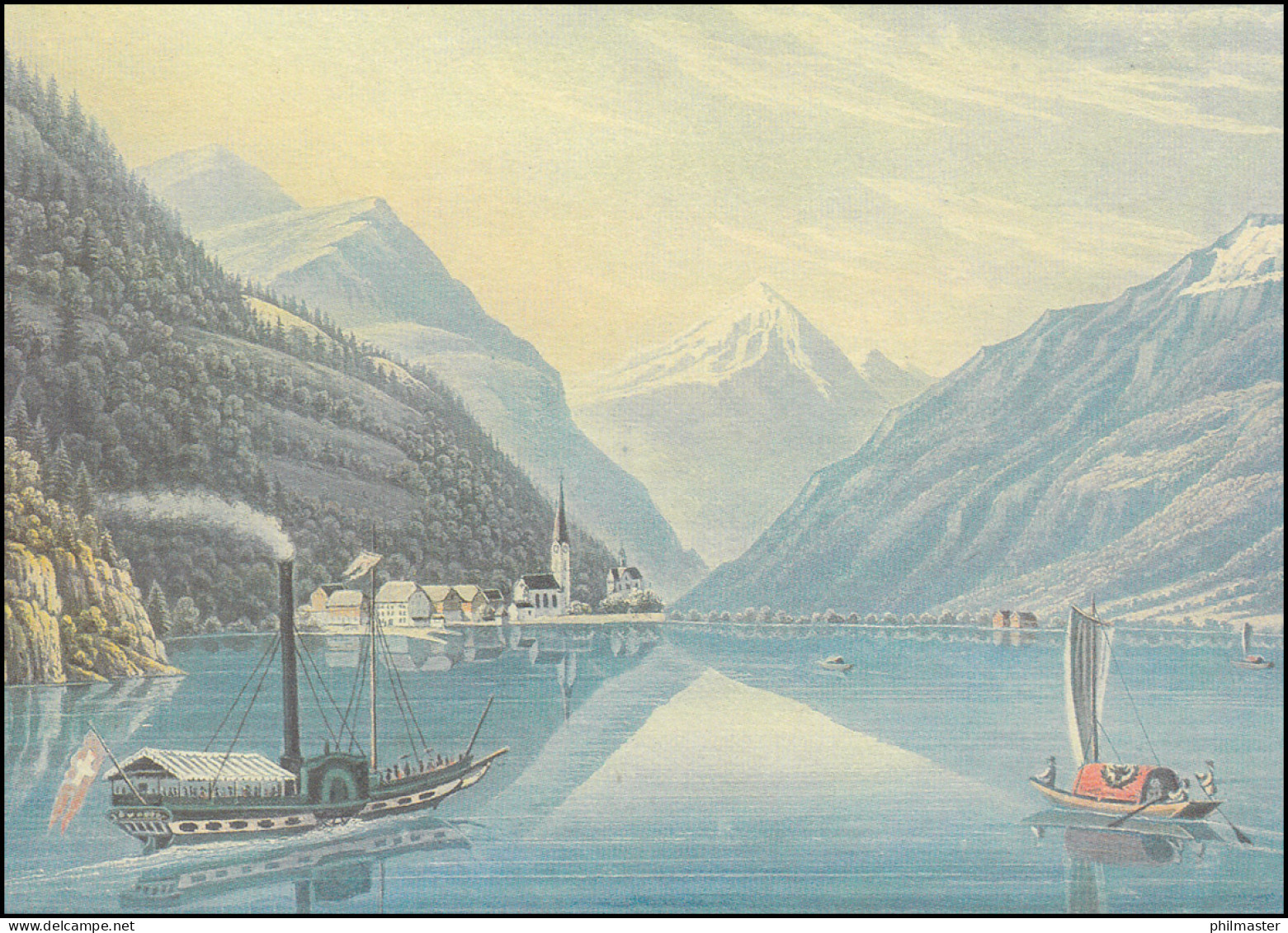 Schweiz 1342 Schiffspost / Postschiff 1987, PTT-Grußkarte Zum Jahreswechsel - Cartoline Maximum