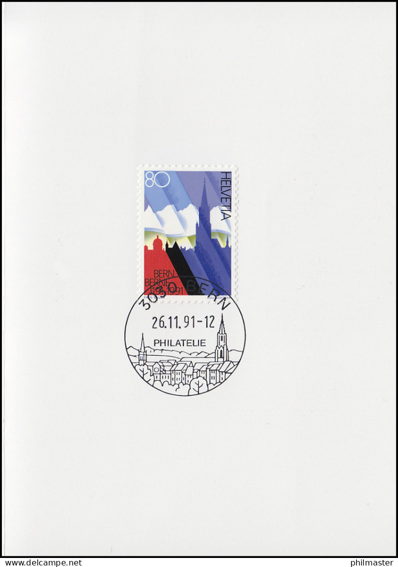 Schweiz 1443 Jubiläum 800 Jahre Bern 1991, PTT-Grußkarte Zum Jahreswechsel - Maximum Cards