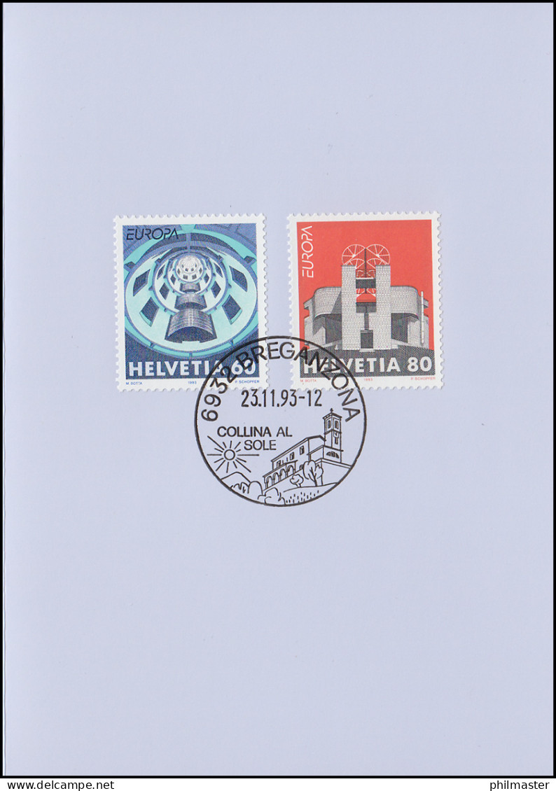 Schweiz 1499-1500 EUROPA Kunst 1993, PTT-Grußkarte Zum Jahreswechsel - Maximum Cards