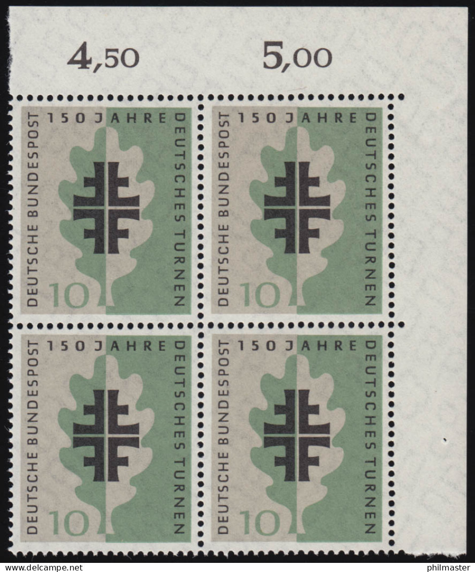 292 Turnbewegung ** Eck-Vbl. O.r. Zähnung 1-0 - Unused Stamps