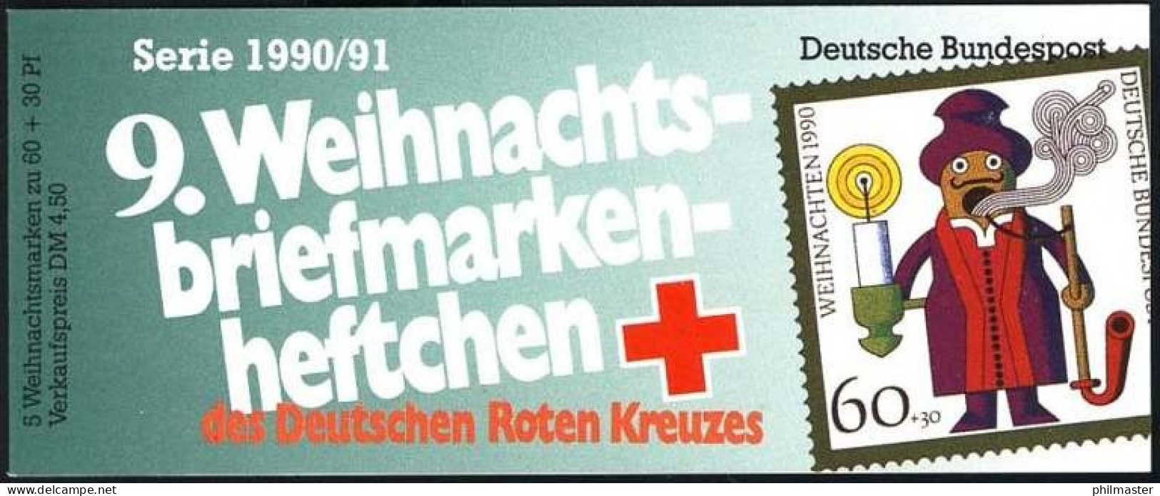 DRK/Weihnachten 1990/91 Räuchermännchen 60 Pf, 5x1485 9.MH, Tagesstempel - Christentum