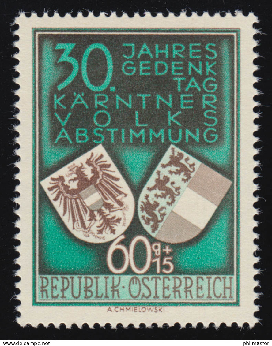 952 Volksabst. Kärnten, Bundeswappen Öster. + Landesw. Kärnten, 60 G + 15 G, ** - Unused Stamps