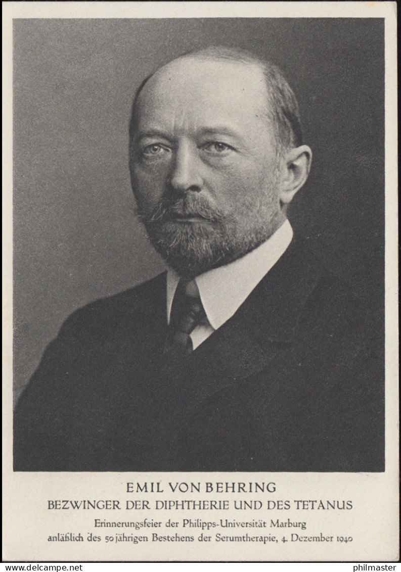 760 Emil Von Behring 1940 EF Auf Ansichtskarte Behring, SSt LEVERKUSEN 6.12.40 - Disease