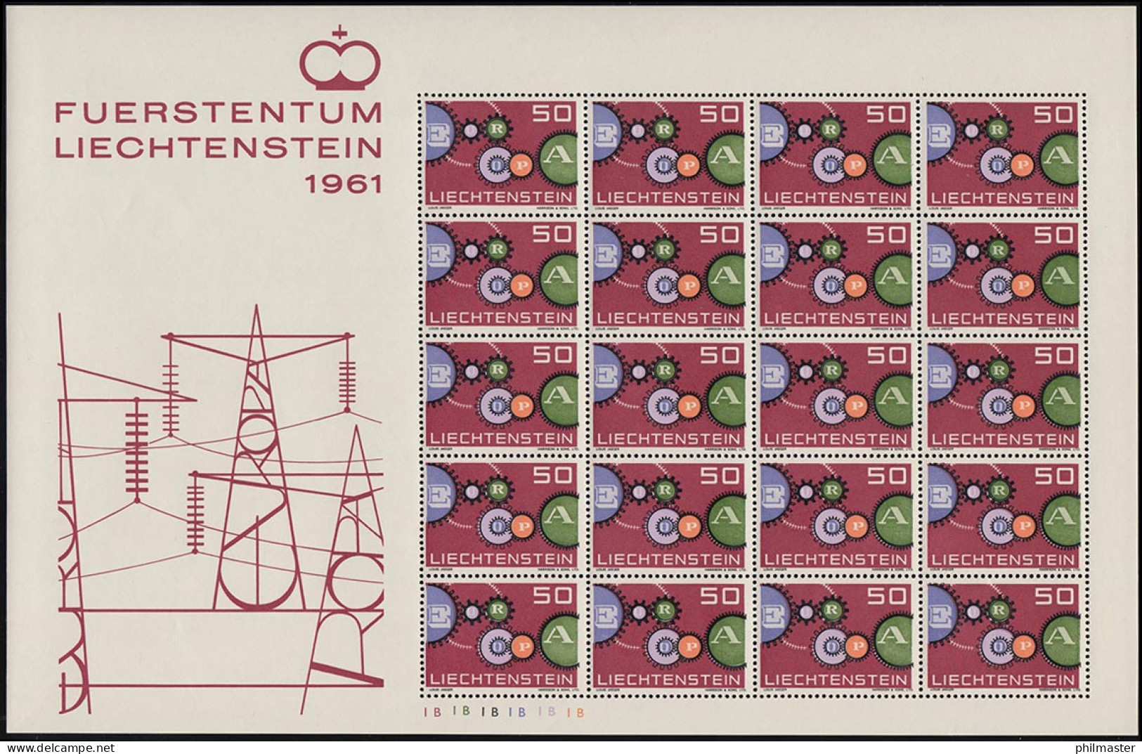 414 Europa / CEPT 1961, Kleinbogen Druckform B (Unterrand) ** Postfrisch - Neufs