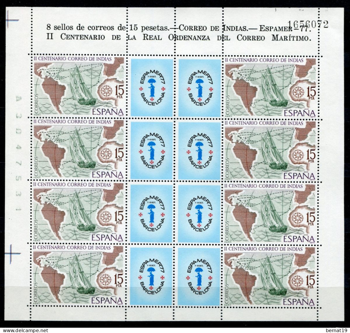 España 1977. Edifil 2437 X 8 (MP 1) ** MNH. - Blocs & Feuillets